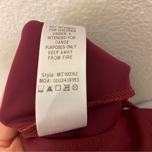 WEISSMAN Balera Dance Costume LEOTARD WITH LACE LONG SLEEVES red MT10292 MC - Picture 7 of 9